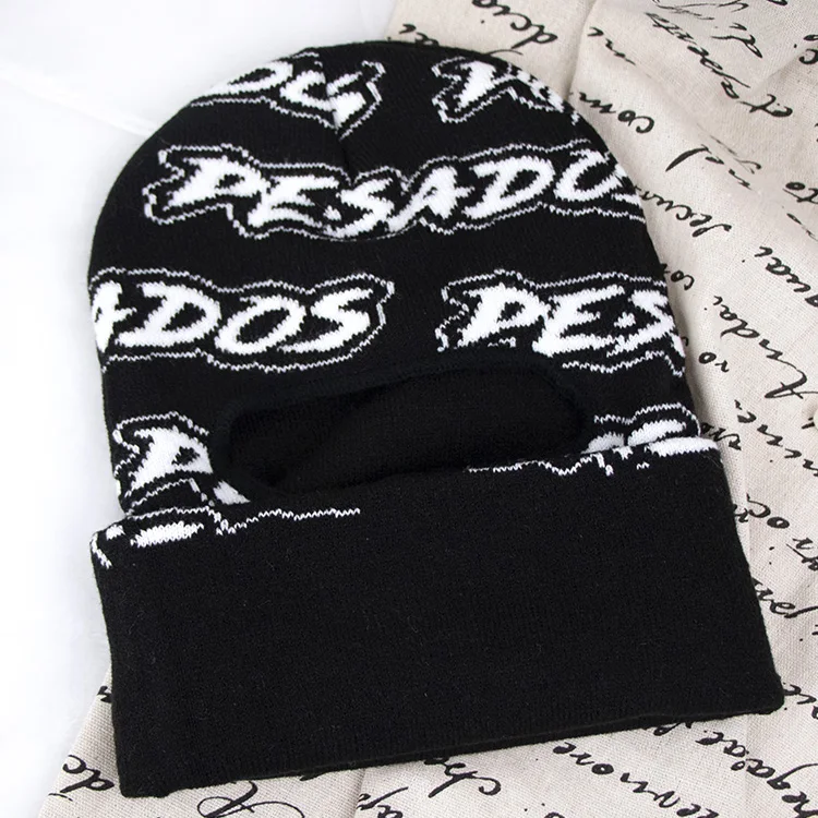 manufacturers designer black knitted custom logo one hole balaclava ski mask