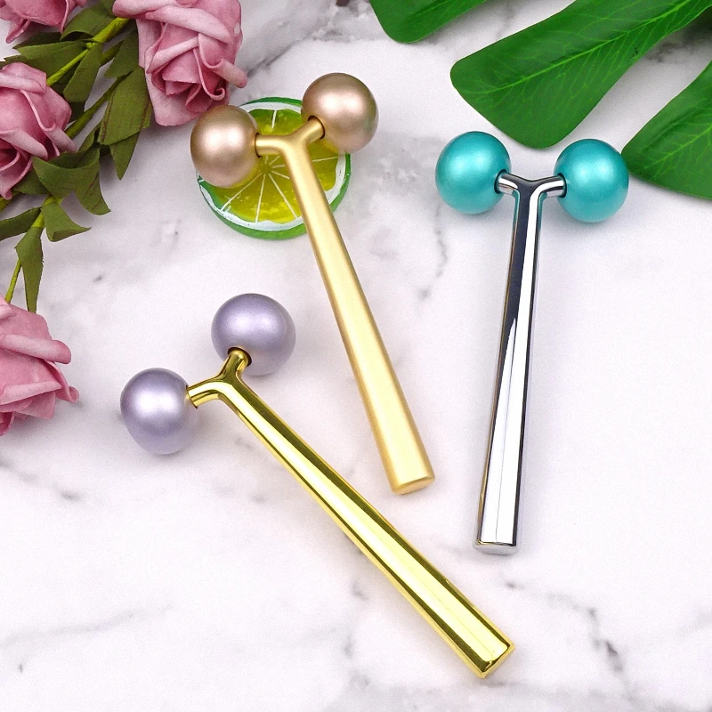 High Quality  Gold Metal Massage Anti Aging Y Shape Facial Massaging Beauty Roller