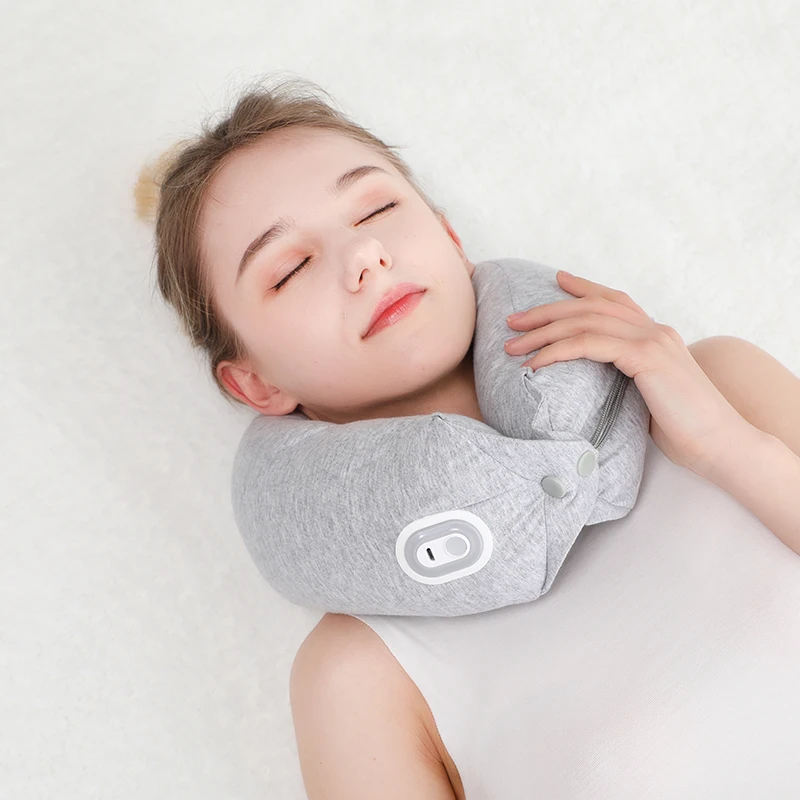 U Shape Wireless Portable Travel Relaxation Electric Neck Pillow Vibrating Massager