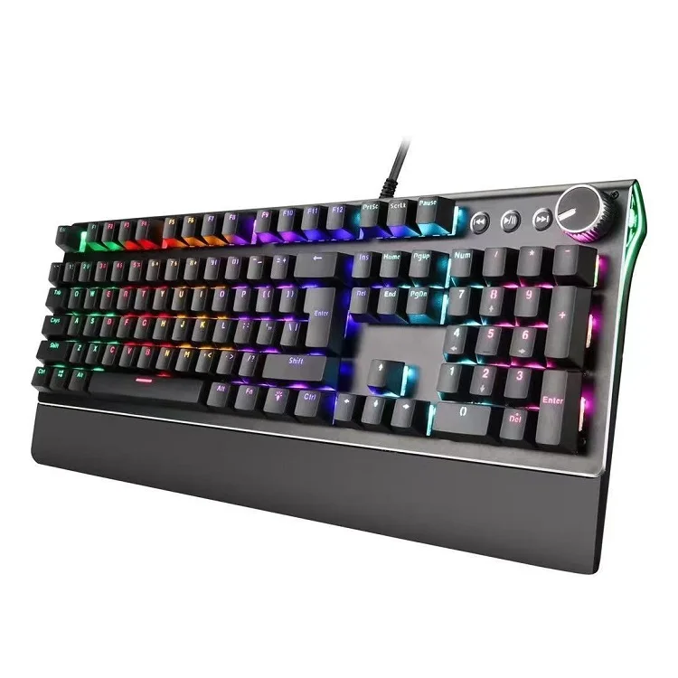 Source Factory Professional Manufacturer RGB Backlight Pink White OEM Mechanical Keyboard with Wrist Rest