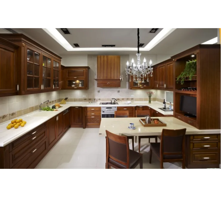 High end good quality modular traditional customized solid wood kitchen cabinet