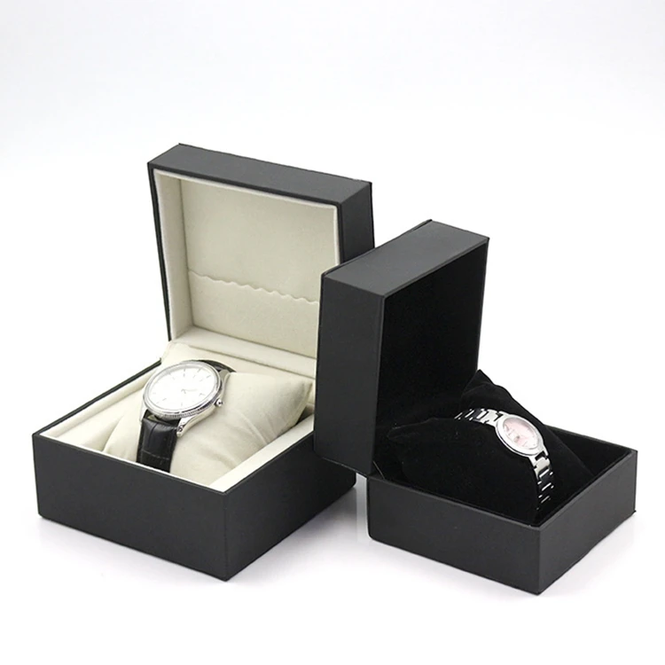 Custom LOGO Square Gift Box Packaging Small High End PU Leather Watch Box With Pillow