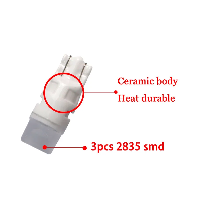 T10 3D fog lens ceramics 3 SMD 2835 LED 40MA Marker Lamp W5W 501 168 192 LED Auto Wedge License Plate Light Car Styling 12V
