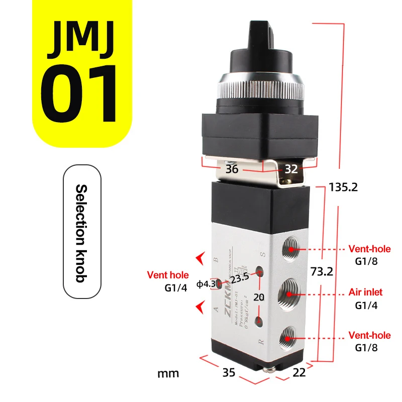Cheap prices hot sale aluminum alloy air quick pneumatic two-position five-way mechanical solenoid valve JMJ