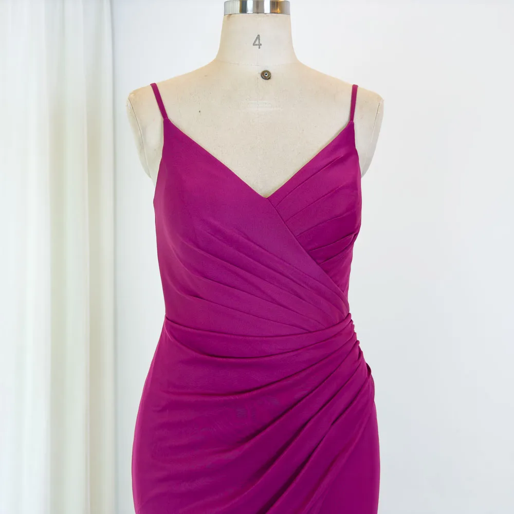 TEENYEE Adjustable Spaghetti Straps Luxury Bridesmaid Elegant Dinner Dress Party Wedding Dress On The Beach