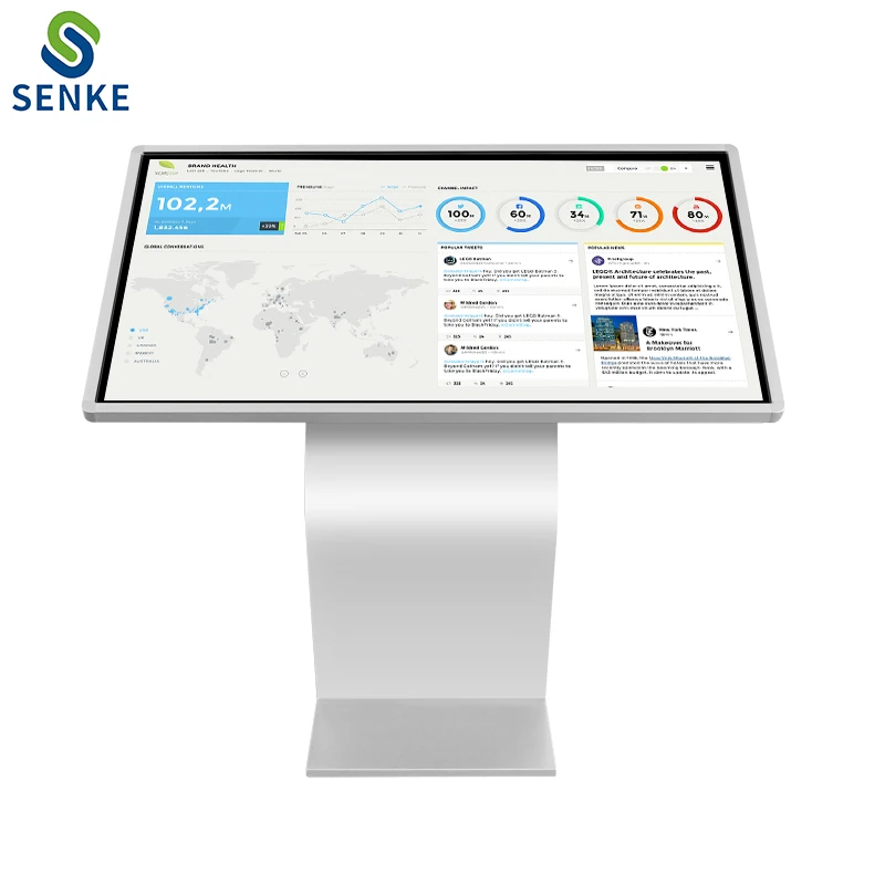 17'/21'  customized android windows touch screen stand kiosk ticket dispenser printer wireless queue management system