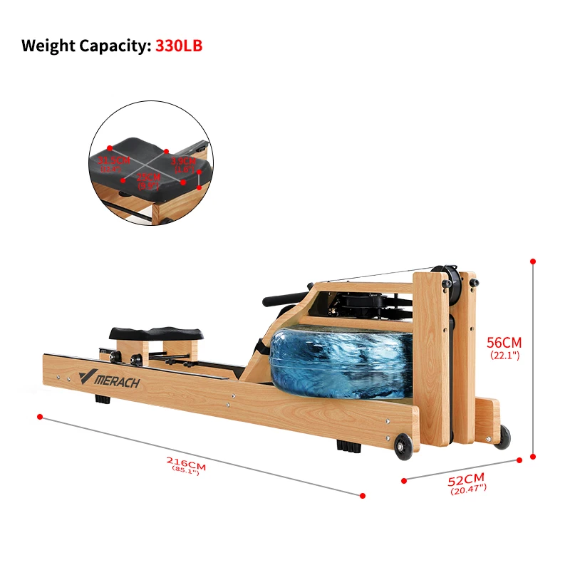 Wooden Water Resistance Training Rowing Machine Sport With Monitor Rower Club Rowing Machine