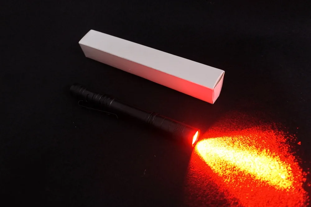 Red Light Pen Type Aviation Night Vision Red Ray LED Lamp Flashlight