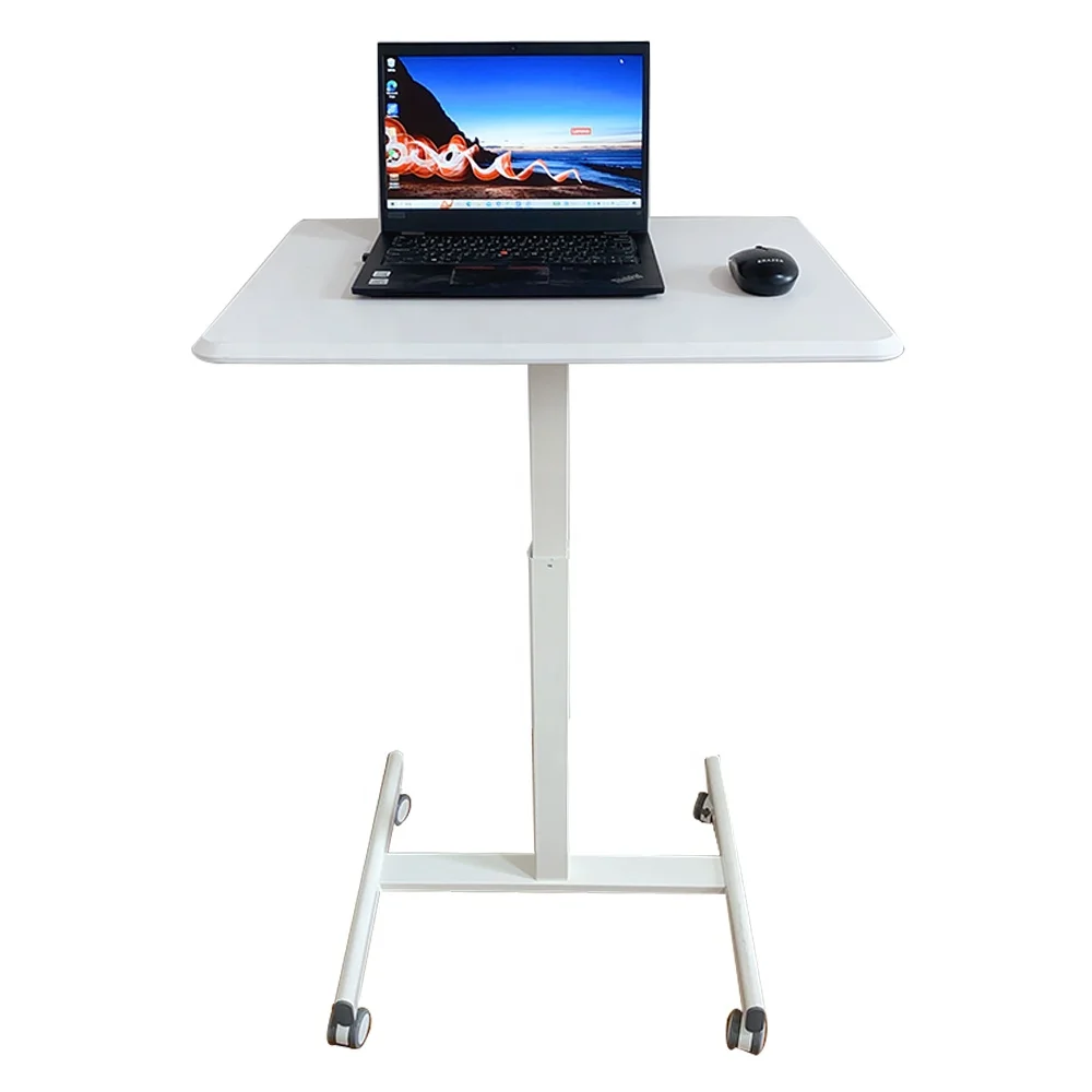 Home Office School Table Standing Desk Adjustable Height Mobile Portable Rolling Laptop Desk on Wheels Adjustable Desk