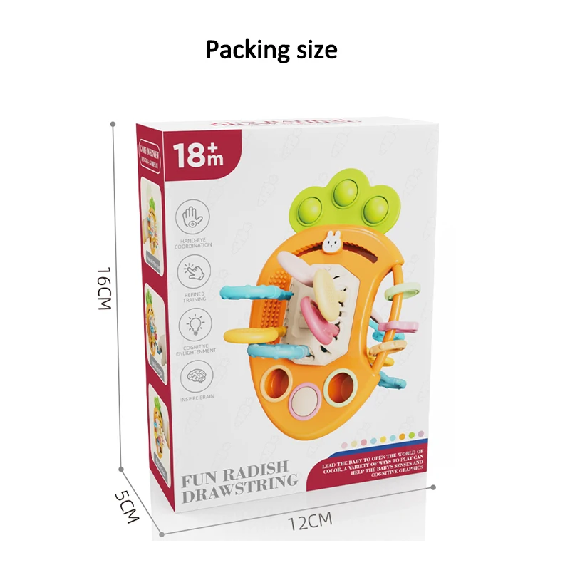 2024 New Silicone Pull Cord Activity Toddler Sensory Toys Baby Silicone Pull String Toys For Baby