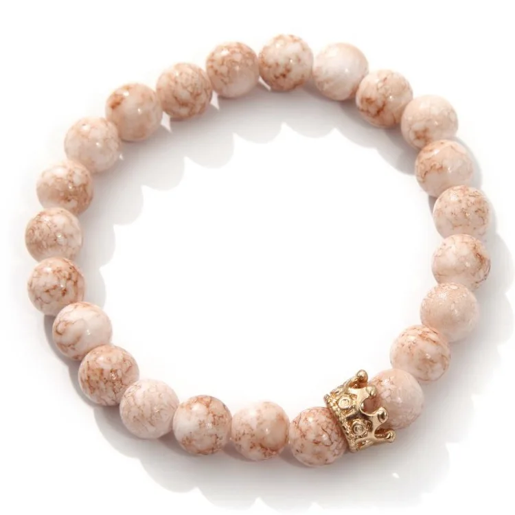 White stone crown bracelet volcanic stone bracelet men volcanic stone bracelet