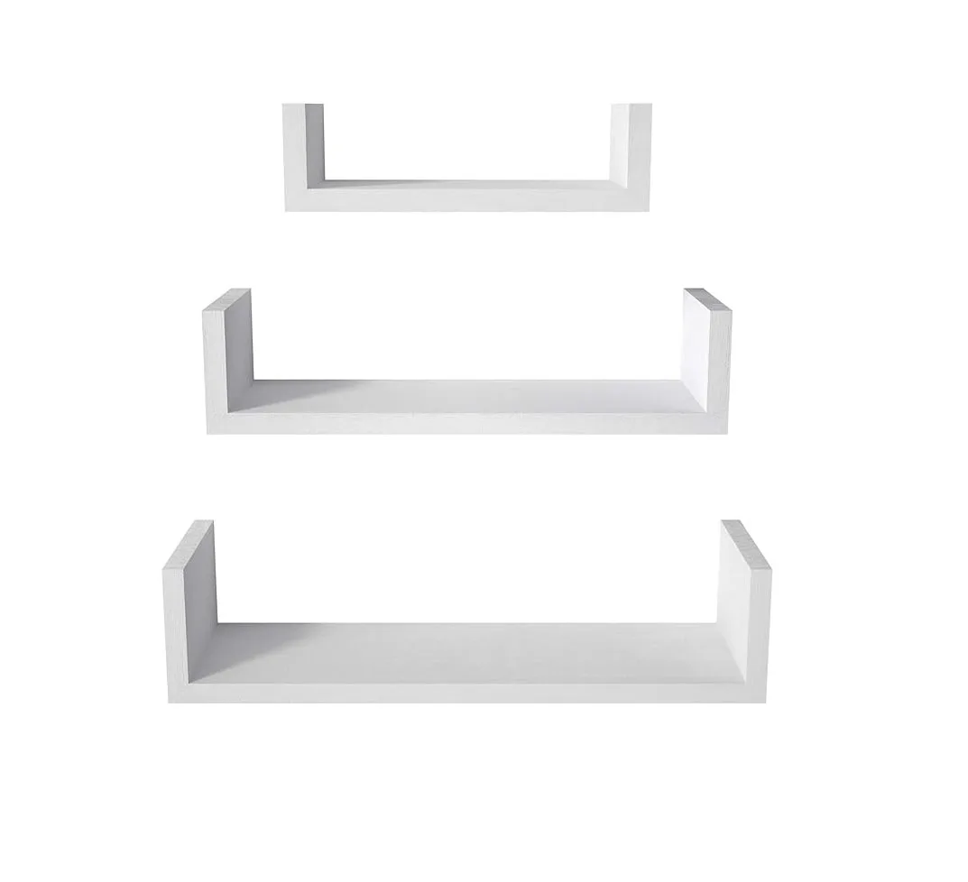 Double-Tier Floating Shelf Wall Mounted Solid Wood White Shelf for Kitchen Bathroom Living Room Garage for Spice Tool Storage