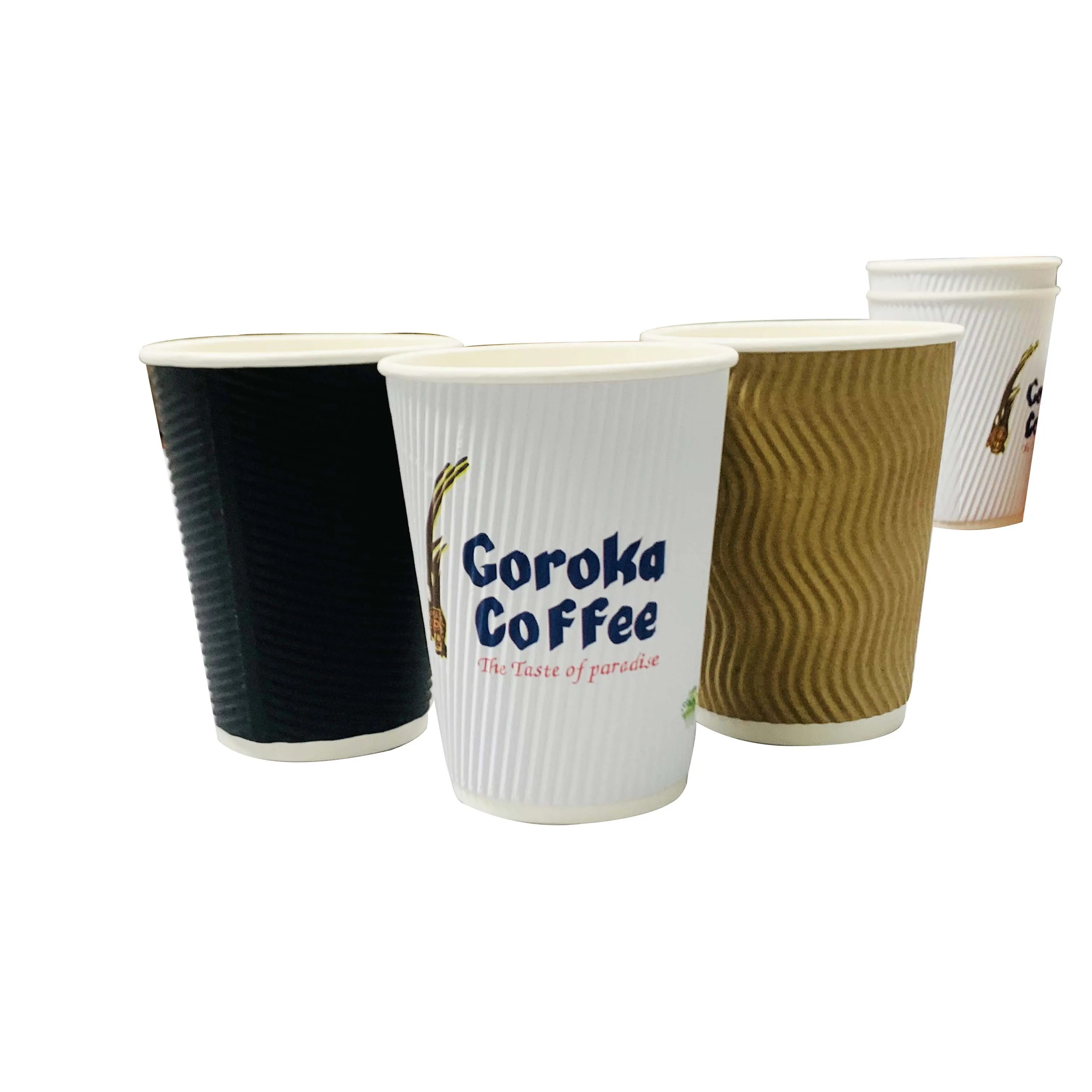 Wholesale   Ripple Wall Paper Cup Food Package  for Beverage Wrapped 8 Oz 10 Oz 12 Oz 16 Oz raw materials paper cup fan