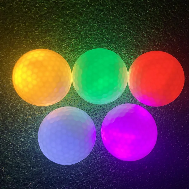 custom printed logo portable premium blank bulk  2 layer glow golf ball