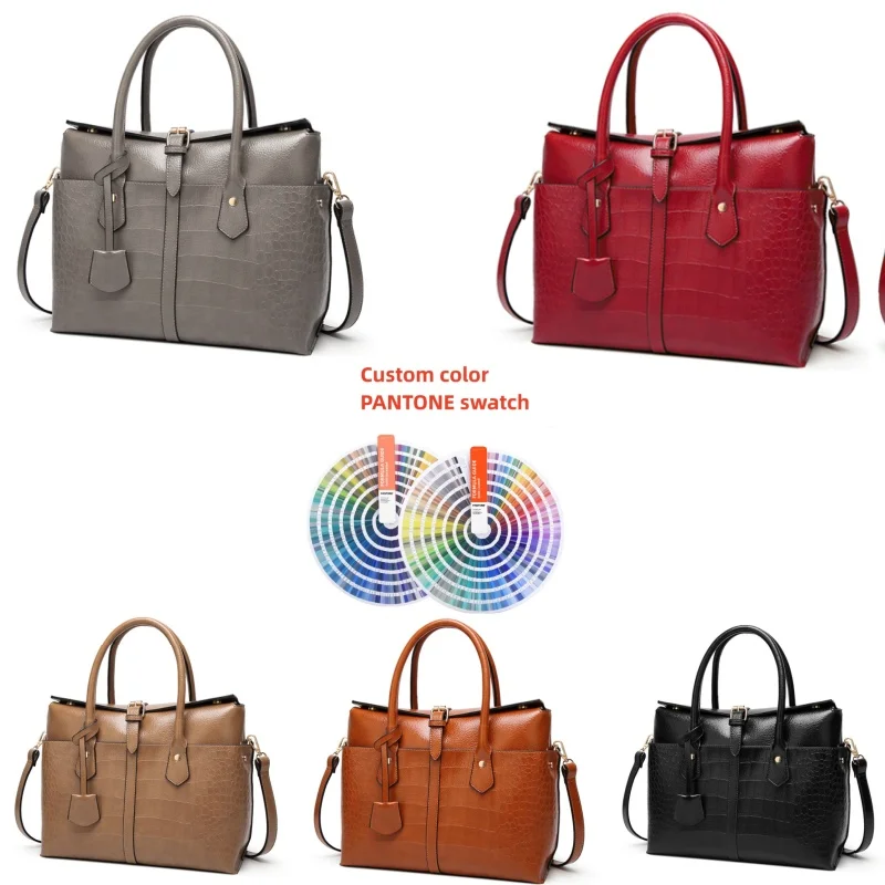 custom low moq wholesale fashion purses crocodile leather bag ladies tote handbags with strap