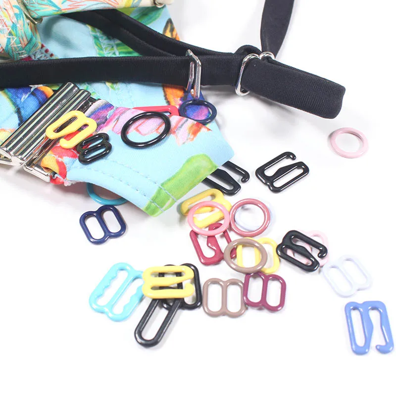 Swimwear accessories colored bra adjuster ring and slider adjustment bra hook