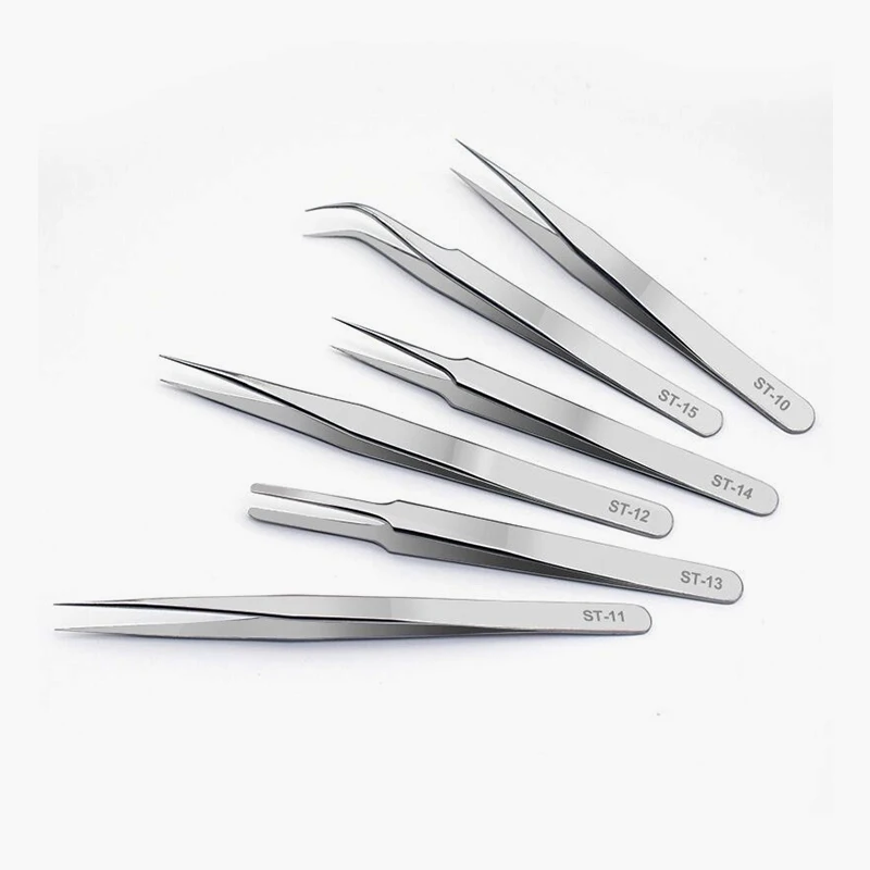 
Wholesale straight bent stainless steel tweezers metal precision tweezers 