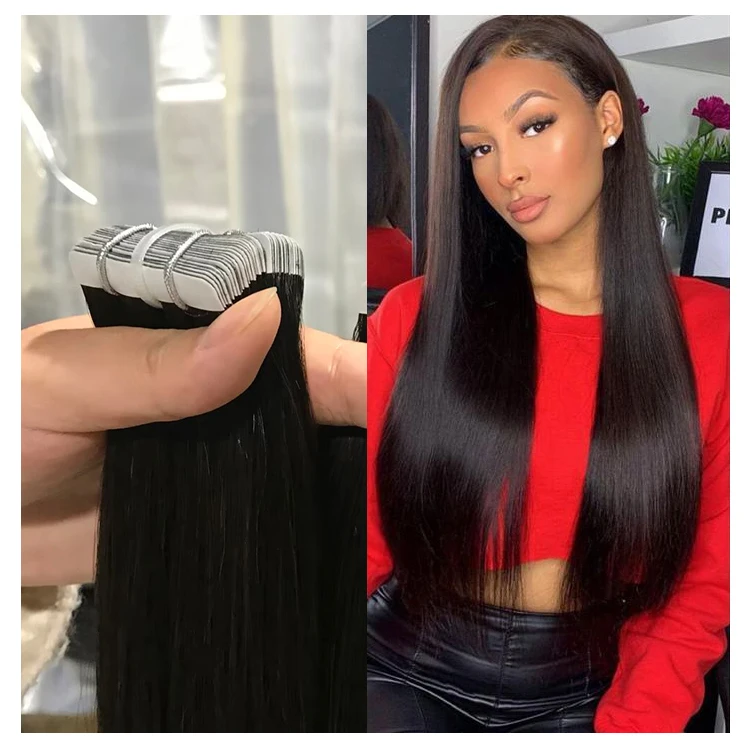 Wholesale 12a Grad Virgin 100 Human Hair Double Drawn injected tape hair extensions Natural Remy tape hair extension