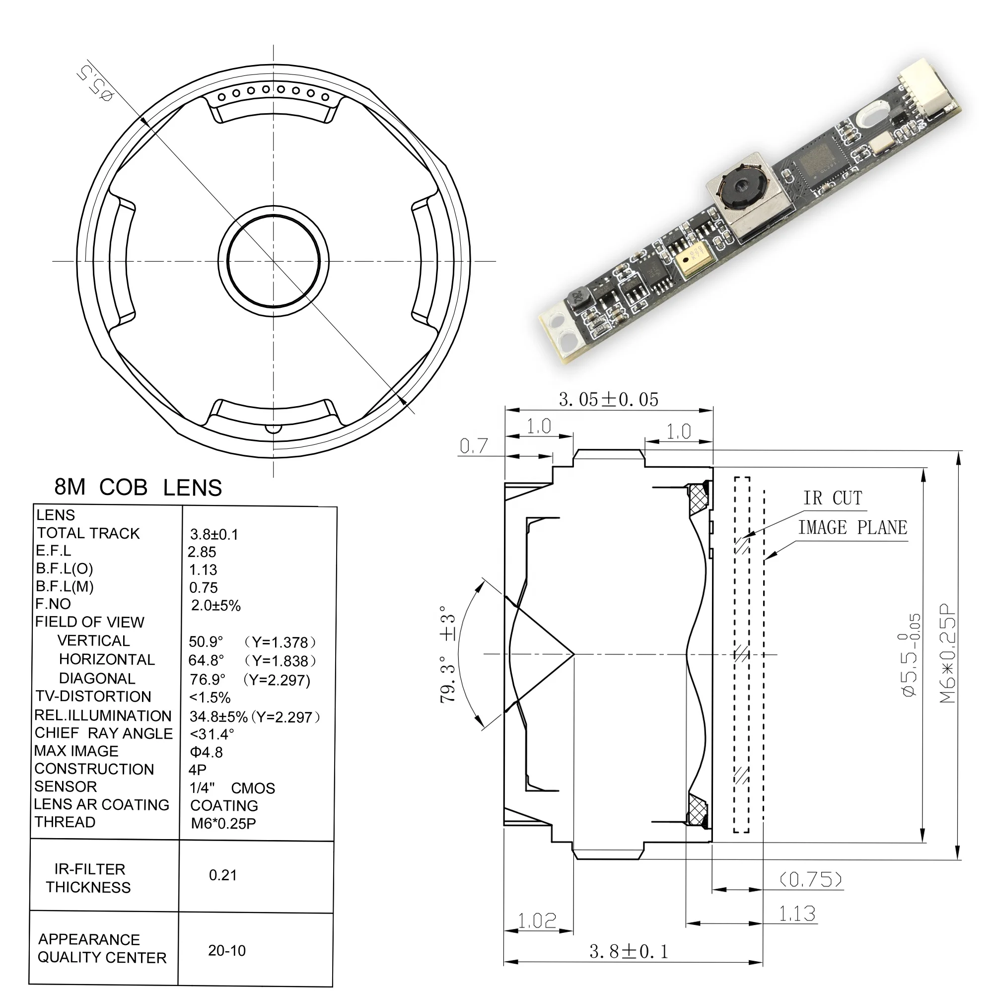 Sony IMX179 8MP Cmos Color Sensor UVC Free Driver Autofocus USB Interface Embedded Industry Camera Module 4K With Microphone