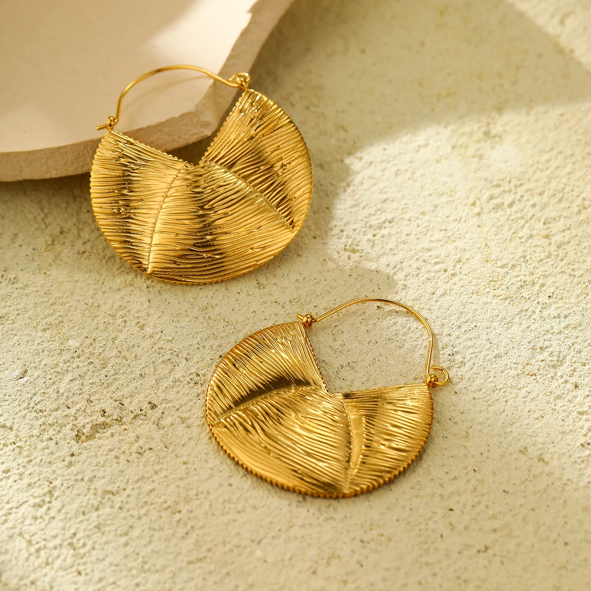 Custom Vintage Stainless Steel 18K Gold Plated Fancy Irregular Maxi Pendant Clip Earring  Vintage Hoop Earrings