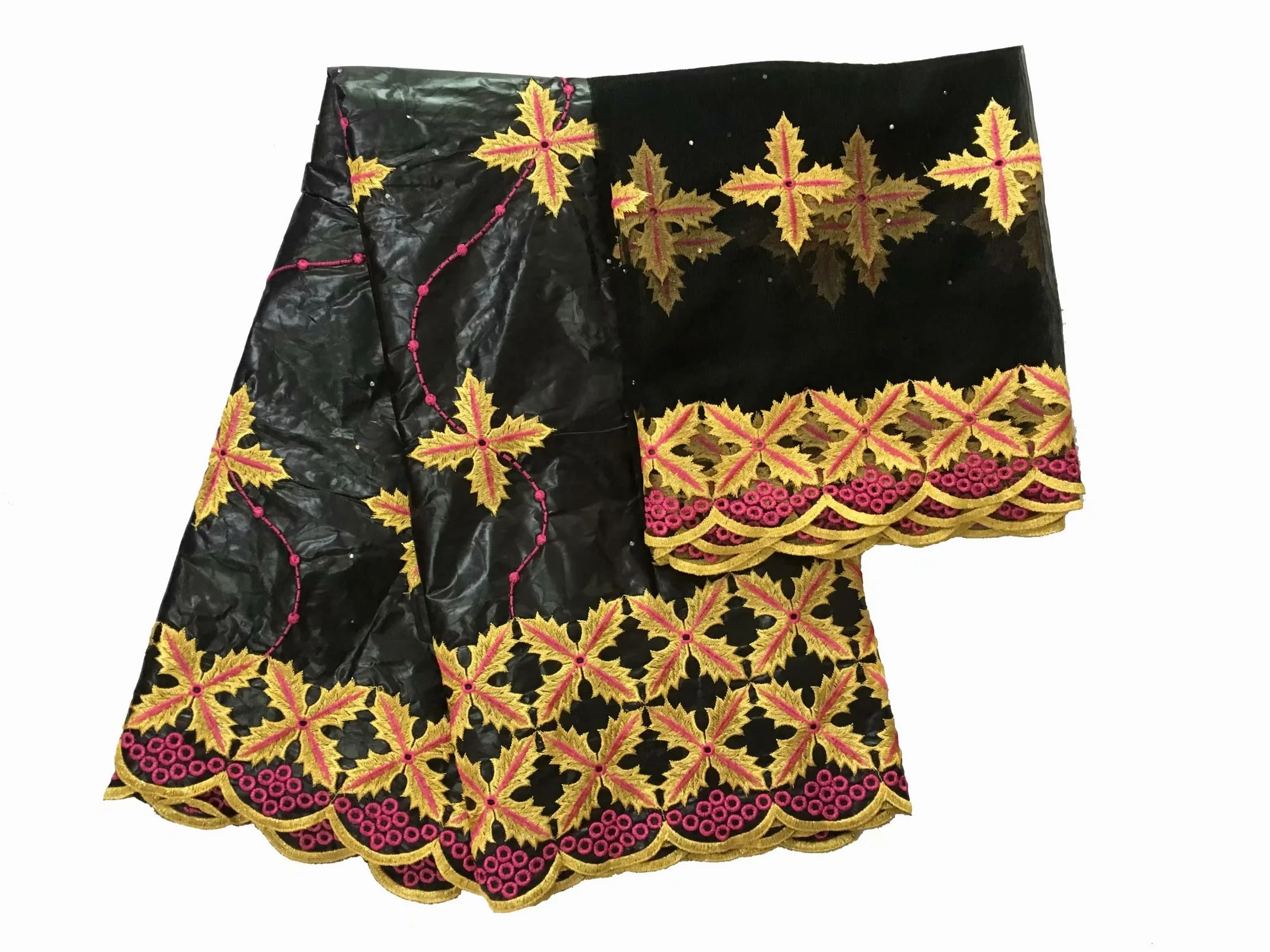 H & D Custom African fabric bazin+ lace fabric 5+2 yards garment ready-to-wear raw materials