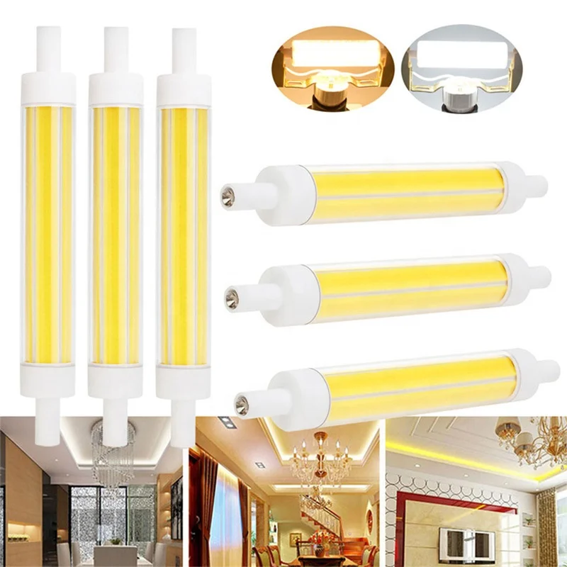 R7S LED COB Bulbs Glass Floodlight Dimmable 15W 220V 118mm Ceramic Corn Lights J118 Energy Saving Replace 150W Halogen Lampada