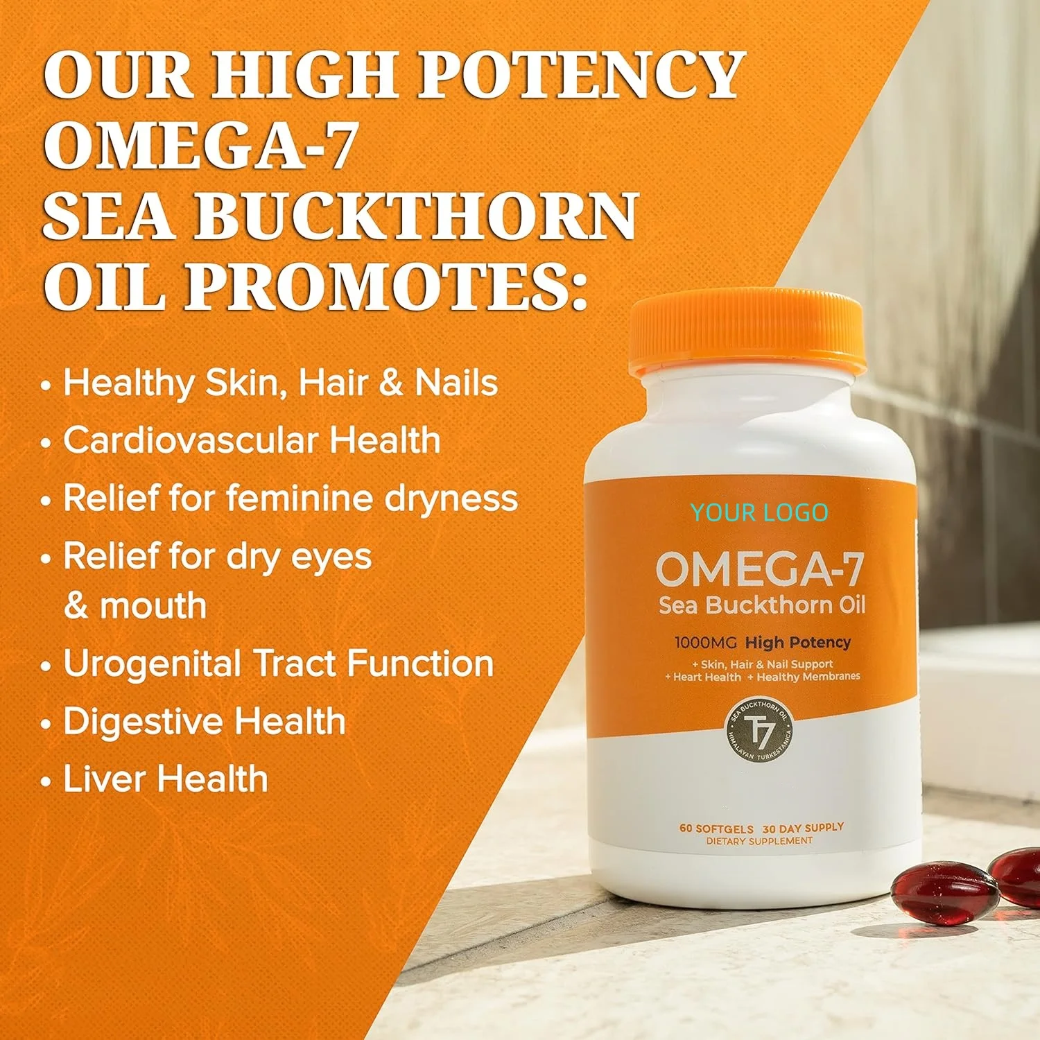 Professional Supplier Omega-7 Softgels, Premium Organic Himalayan Sea Buckthorn Oil OEM