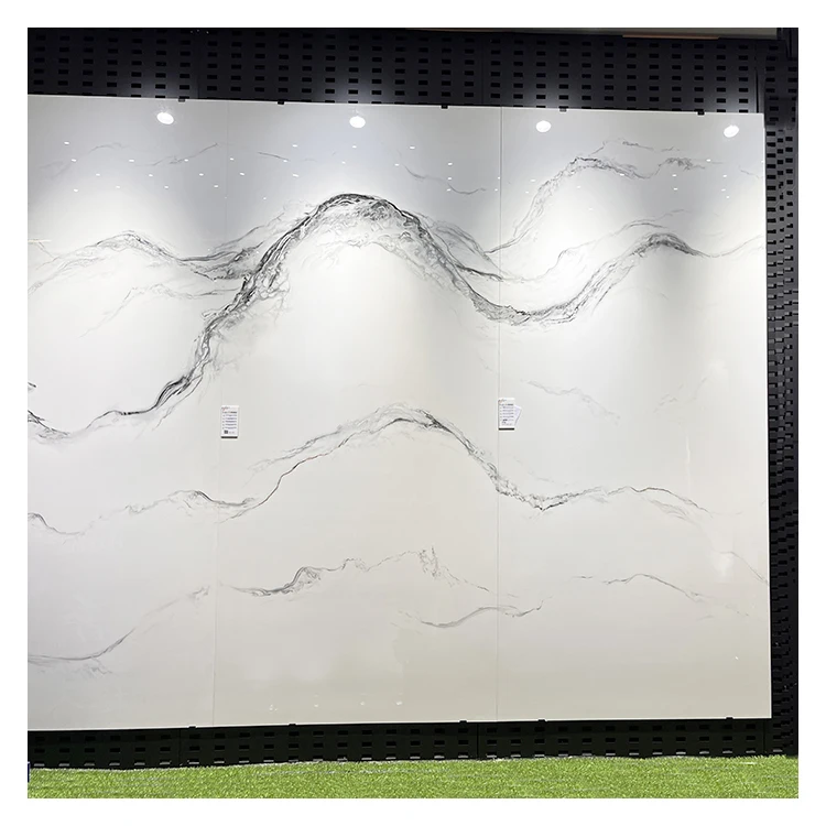 Chinese exporter  living room glossy ceramic calacatta full body floor and wall slim white porcelain tiles polished