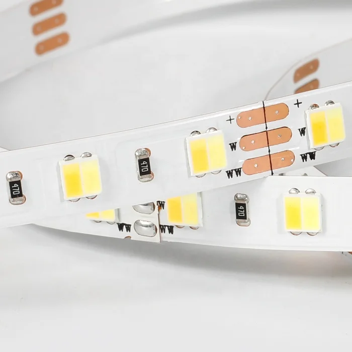 Высокий CRI динамический белый CCT 12/24 В 2 в 1 двухцветный 60 светодиодов 5050 Гибкие светодиодные ленты
