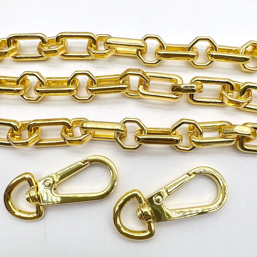 High quality genuine single-shoulder chain alloy hexagonal 24K gold messenger bag women fashion handbag hardware accessories12mm