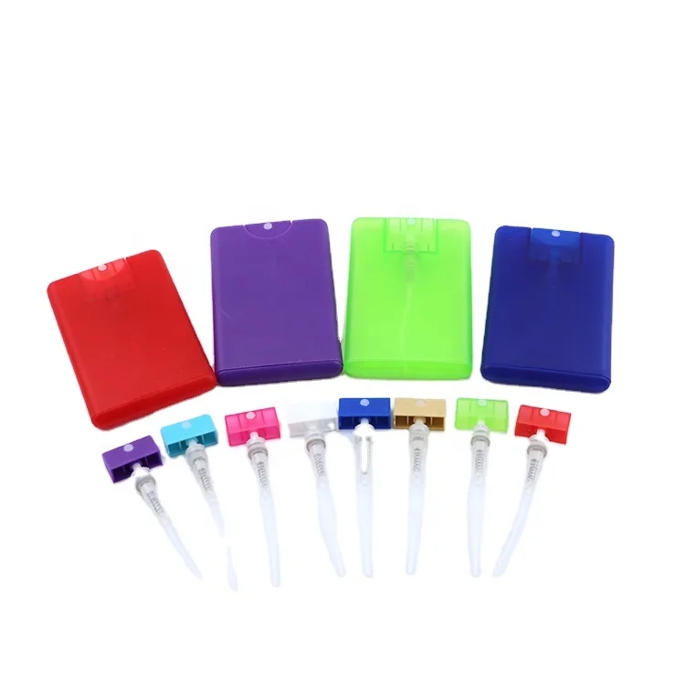 mini refilled case 20ml flat credit card portable pp refillable plastic pocket travel perfume bottle spray with keychain sprayer