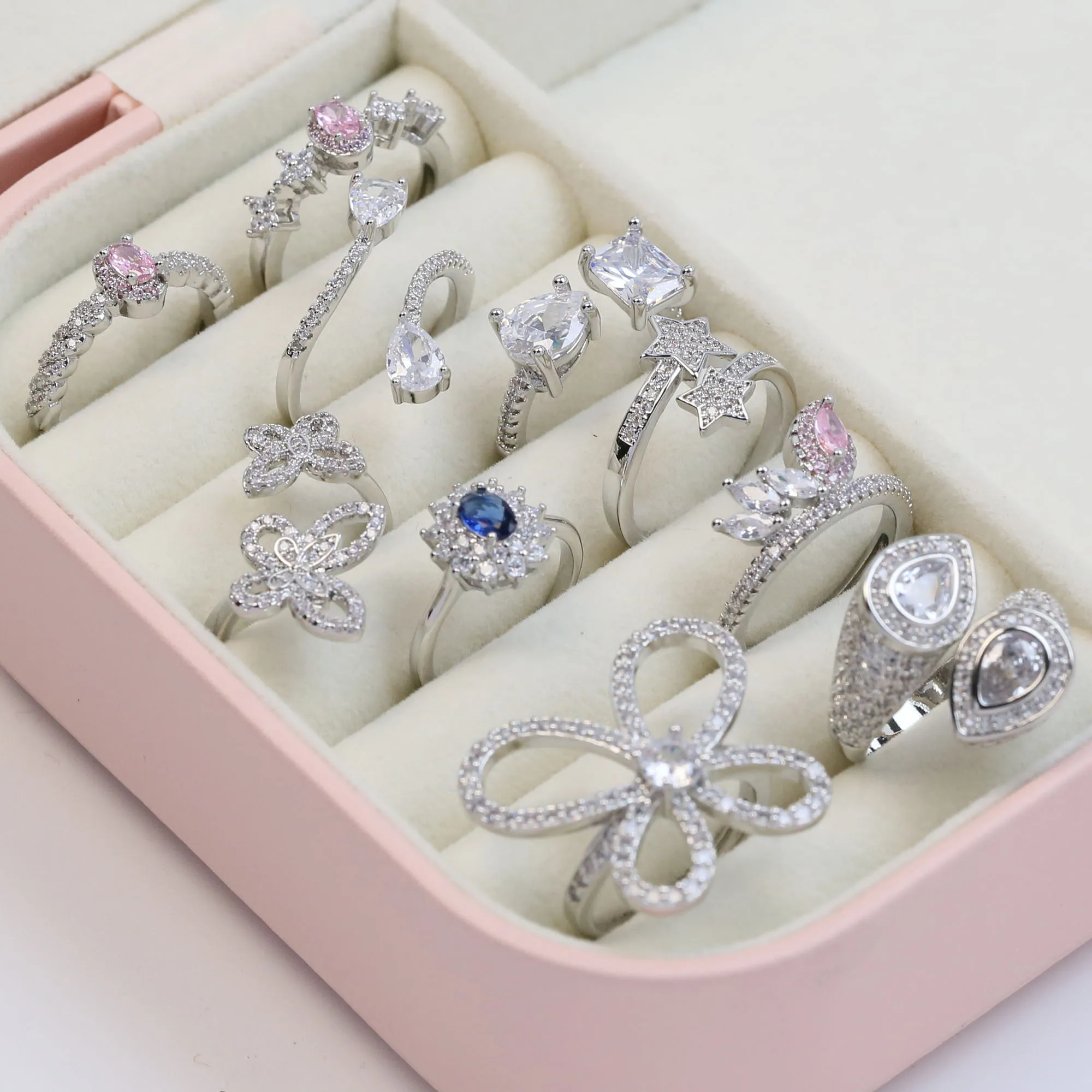 Factory Dropshipping Fine Hip Hop Jewelry Iced Out Brass Diamond Star Ring For Men Women