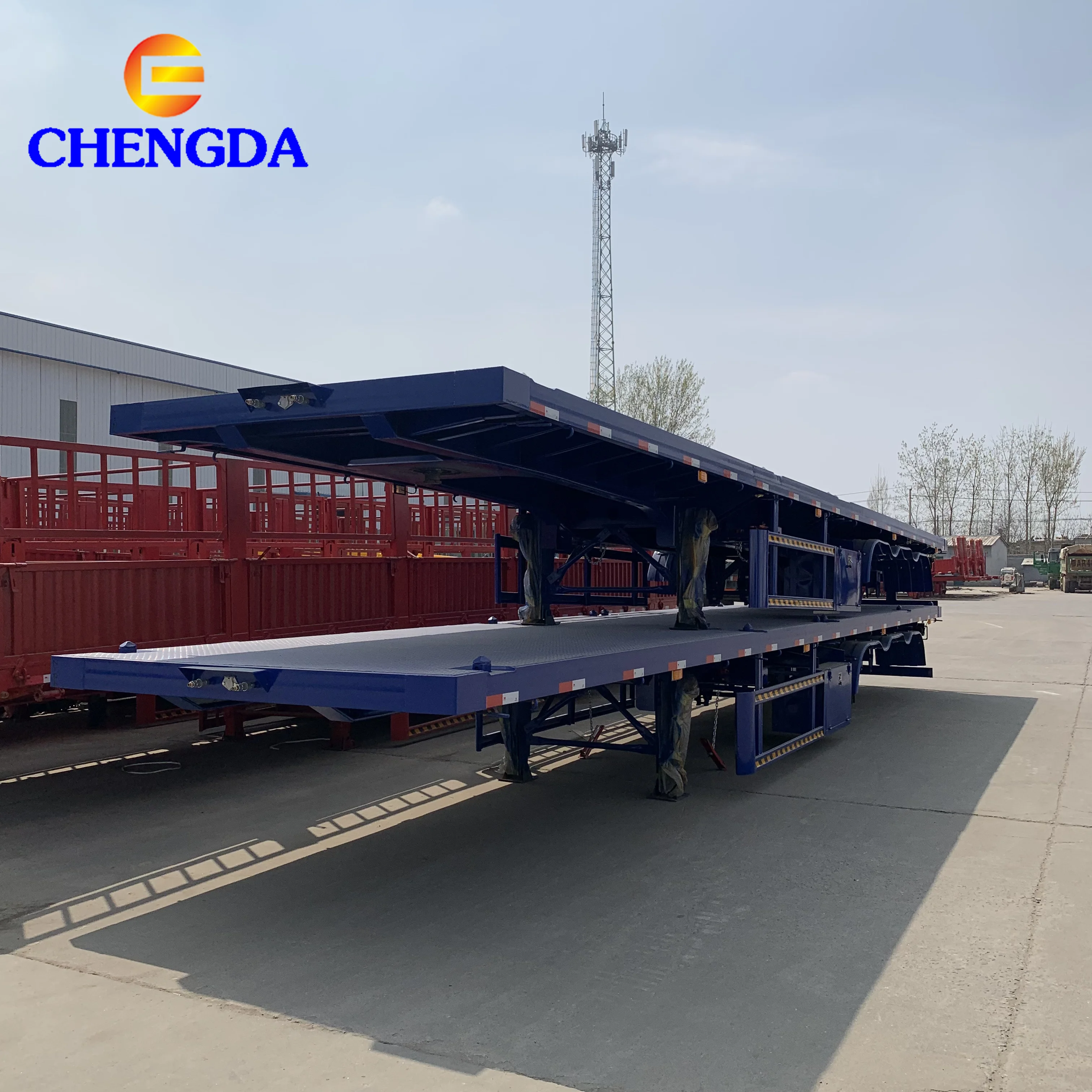 3 Axles 20ft 40ft Container Transport Brand New Flatbed Trailer for Sale