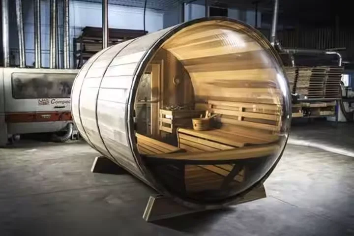 Cedar Barrel Sauna Panoramic Glass Barrel Outdoor Steam Sauna Room