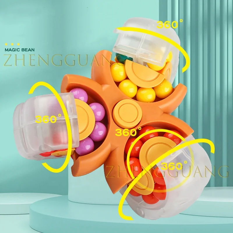 Zhengguang Toys Kids Decompression Toys Magic Cube Games Rotating Magic Beans Fidget Cube With Fingertips