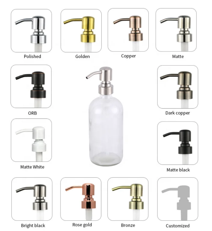 Hot Sale Custom Black Amber Clear Frosted Empty Round Glass 8oz 16oz Solid Hotel Bathroom Liquid Soap Dispenser Bottle with Pump