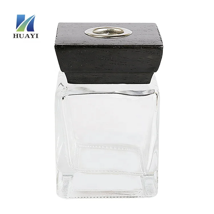 factory custom design  decorative crystals perfume bottles wood cap