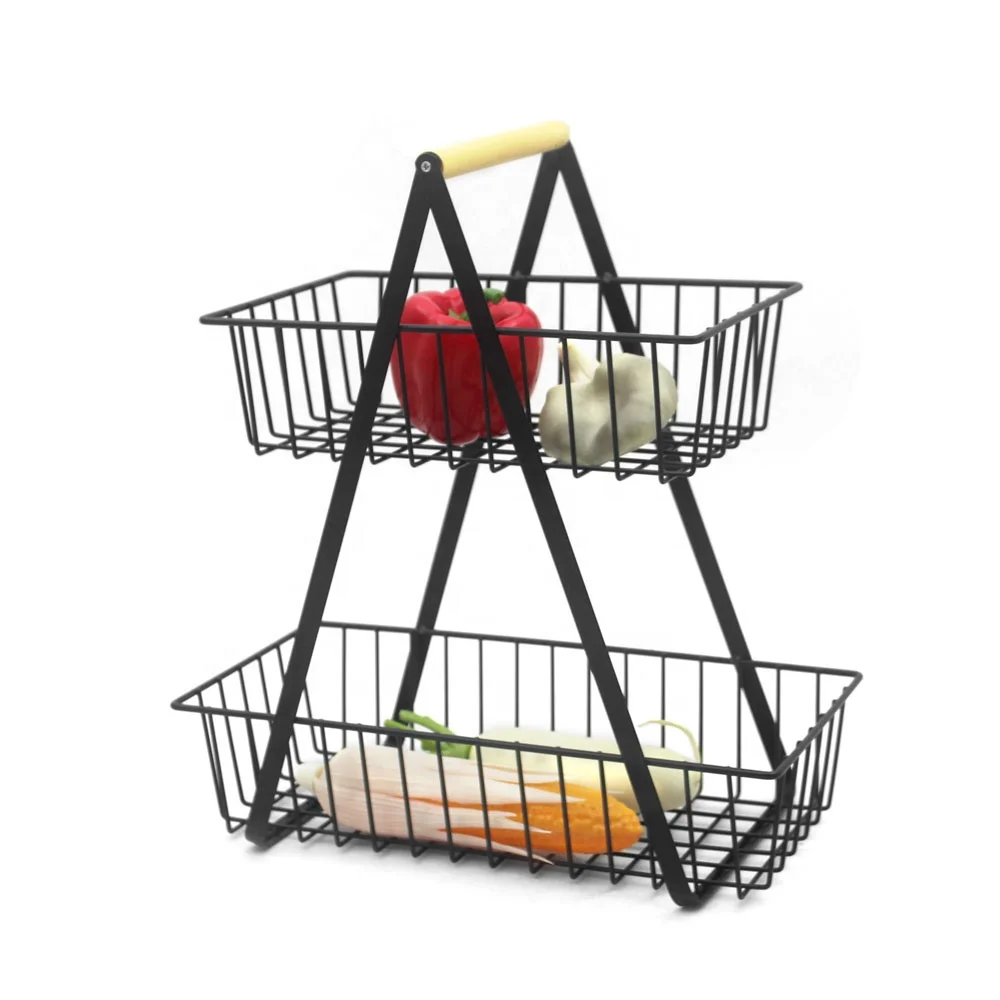 Kitchen Utensil Rack with Colorful Metal and Iron Storage Basket Home Use Vegetable Rack and Kitchen Storage Solution