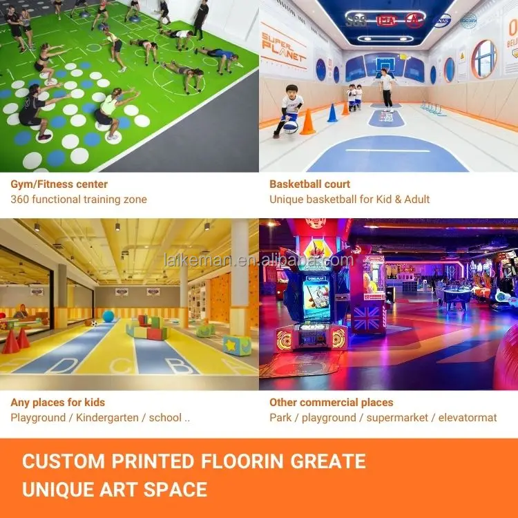 2mm - 8mm 3D custom printed flooring Pvc Floor Print Self Waterproof Modern Flooring Indoor 3D printed Custom mats