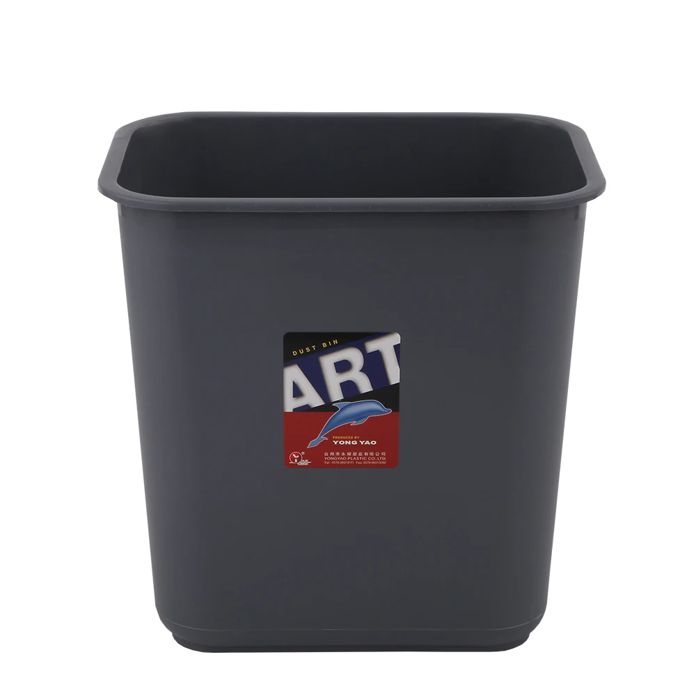 Indoor 15 liter plastic recycle waste bin square trash box