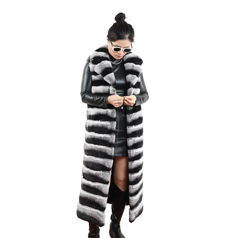 factory wholesale furry winter  stylish soft long turn-down Collar  rex rabbit fur vest for women