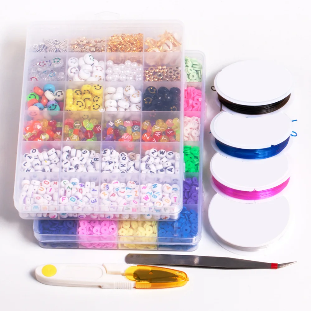 24grids polymer clay bead Acrylic letter for Jewelry Making DIY Bracelets