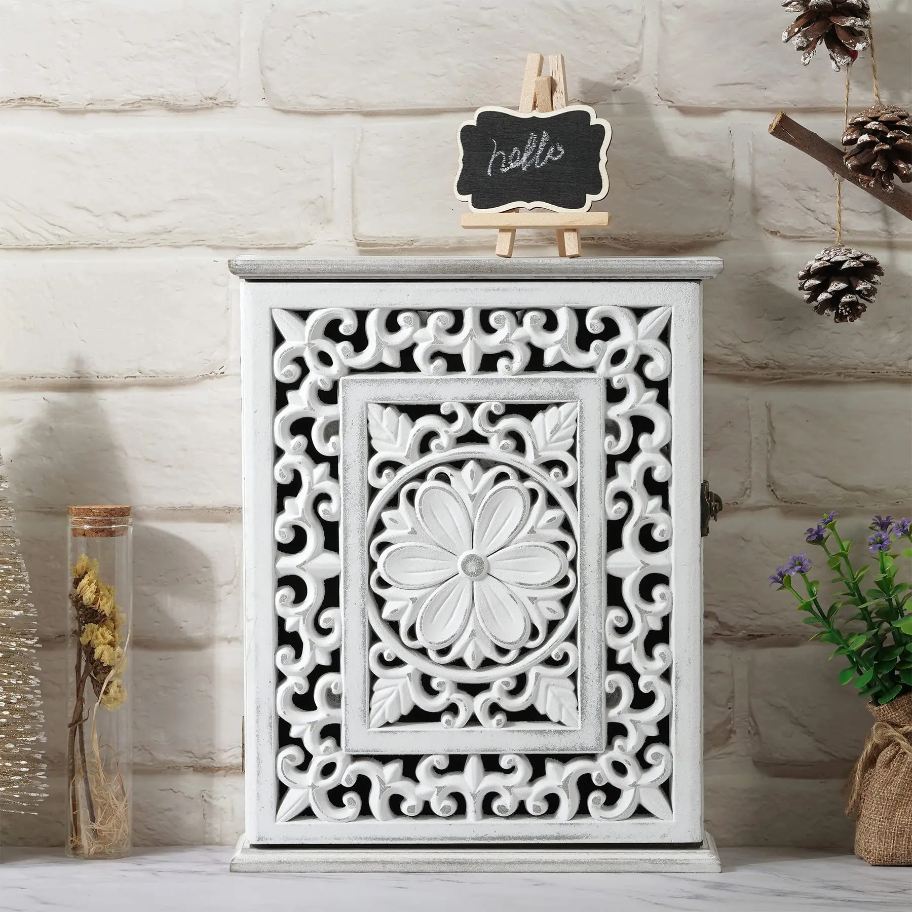 Wooden Key Hooks Wall Mounted Key Hangers Key Holder for Wall Decorative Key Box Key Cabinet