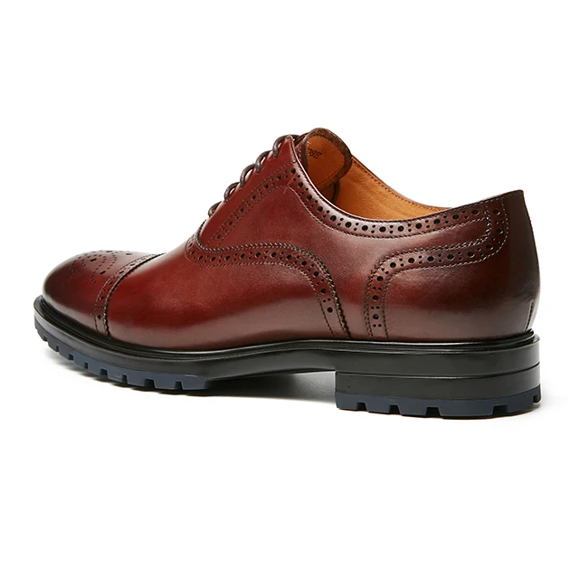 Genuine leather wingtip British style classic simple oxfords causal dress brown men shoes
