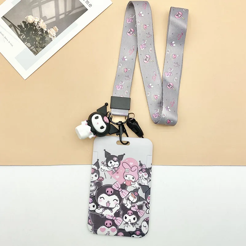 ins cartoon card sleeve students campus meal card protective sleeve cute doll key chain bus metro card bag ID holder