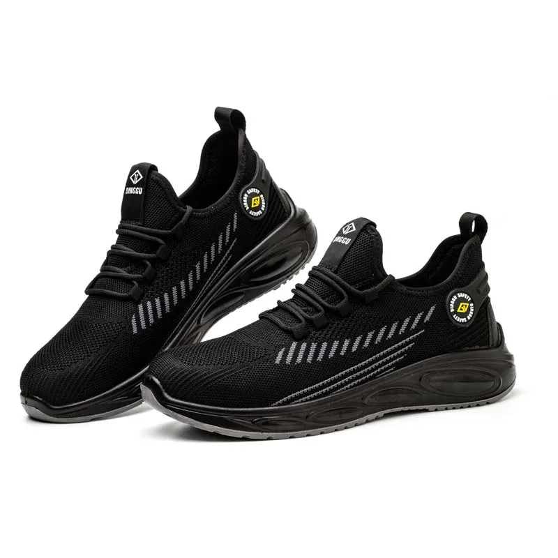 2023 summer new flying woven upper breathable comfortable steel toe protection safety shoes for men