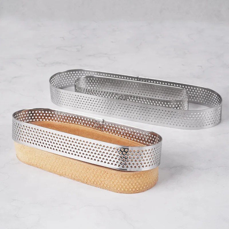 304 Stainless Steel Multi Size Oval Mousse Rings Perforated Tart Mousse-Tortenring Pastry Baking Tools And Equipment
