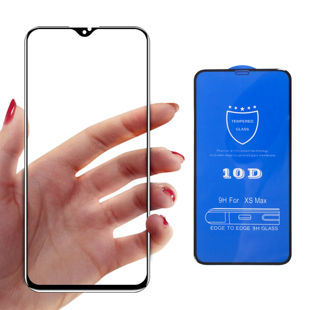 10D полное покрытие с клеем от края до защита экрана телефона стекло для iPhone XS