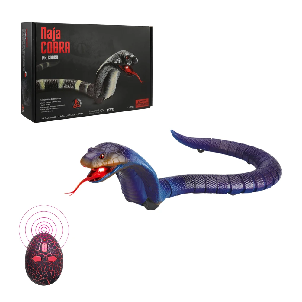 Rc Snake Simulation Cobra Infrared Remote Control Realistic Snakes Plastic Animal Usb Rechargeable Toy for Kids