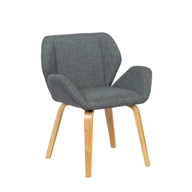 Cheap Wholesale Residential Furniture Fabric Cushion Solid Grey Wood Legs Dining Chair